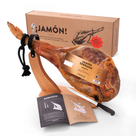 JAMON-BOX NR. 2 - Serrano-Schinken 6,5kg im Geschenkkarton mit Zubehör