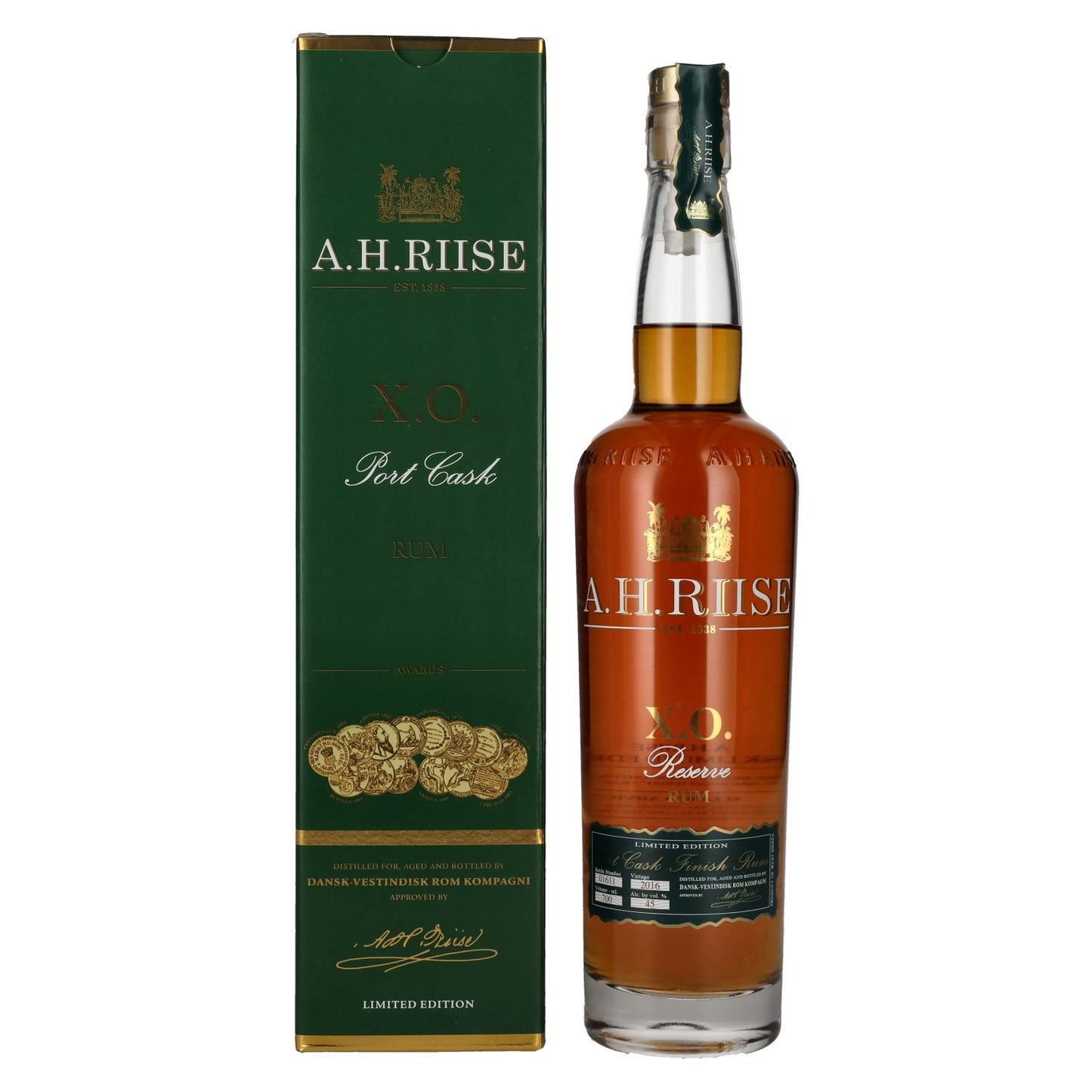 A.H. Riise X.O. Reserve Port Cask Rum - Old Edition 45% Vol. 0,7l in Geschenkbox