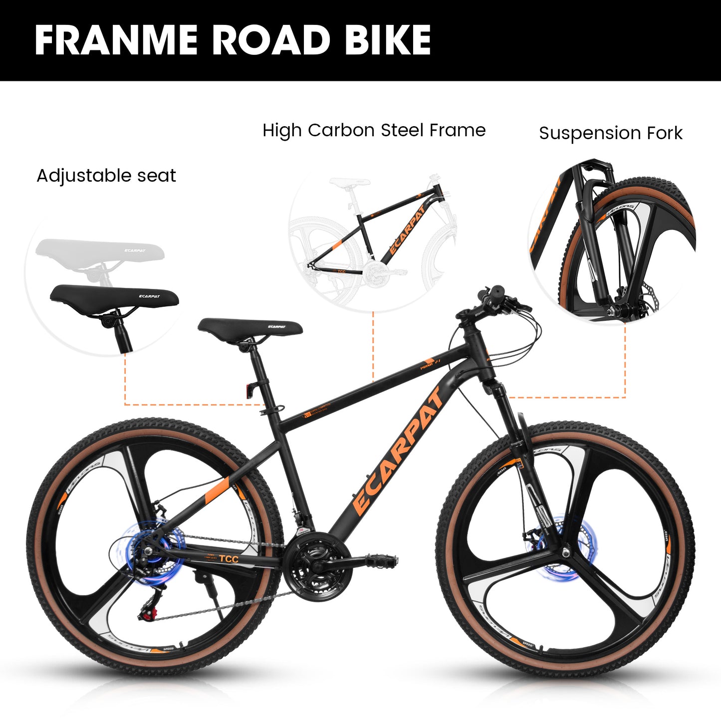 27.5-inch mountain bike, faster road bike for adults