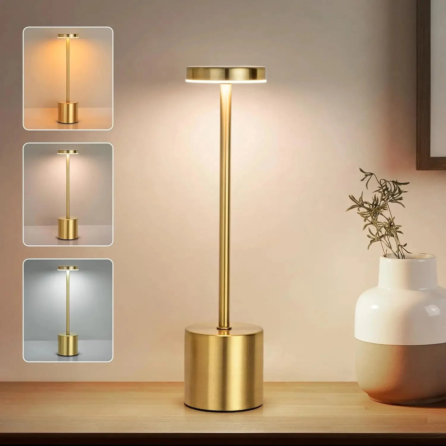 Wiederaufladbare LED-Tischlampe mit Touch-Sensor, 3 Farben, verstellbar, Nachttisch