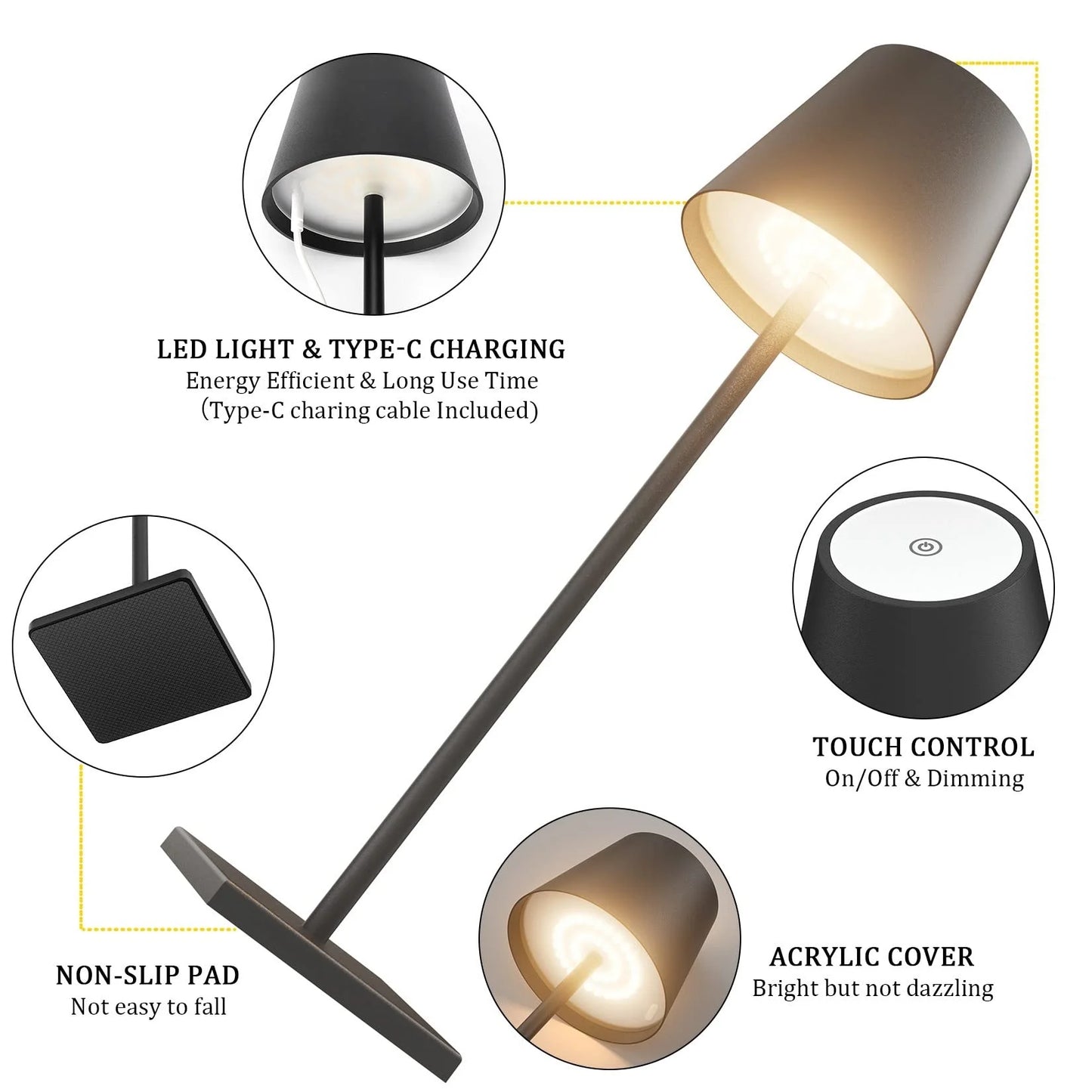 Moderne LED Touch-Tischlampe, dimmbar
