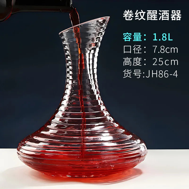 Dekanter im Schneckenstil, Rotweinkaraffe, bleifreies Glas