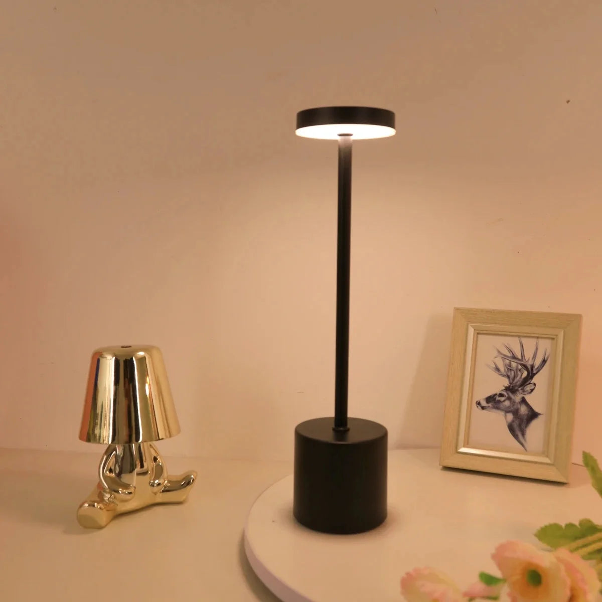 Wiederaufladbare LED-Tischlampe mit Touch-Sensor, 3 Farben, verstellbar, Nachttisch