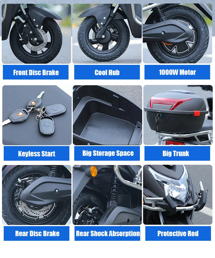 1000W 60V CKD Moped Scooter Elektromotorrad Leistungsstark