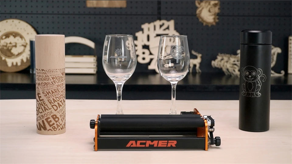 ACMER M2 Laser Rotary Roller Laser Engraver Y-axis Rotary Roller For Laser Cutting Machines Engraving Cylindrical Objects Cans