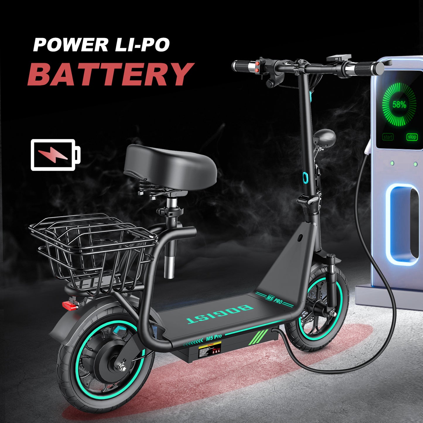 Trottinette électrique 500 W batterie 48 V 15 Ah jusqu'à 35–45 km/h autonomie 35–40 km