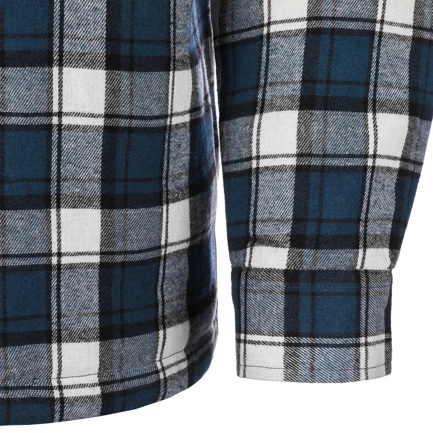 Herren Flanelljacke "Karo" mit Kapuze, Blau-Weiß