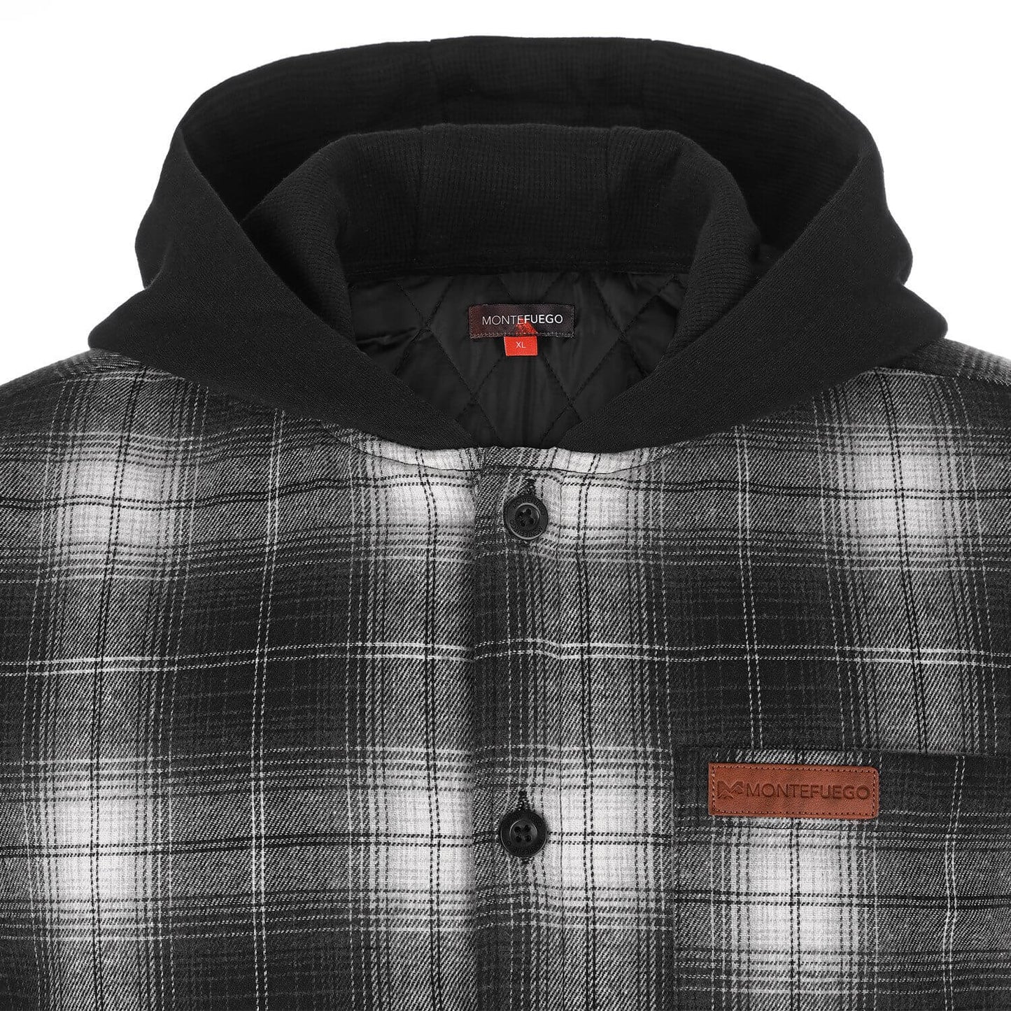 Herren Flanelljacke "Karo" mit Kapuze, Schwarz-Weiß