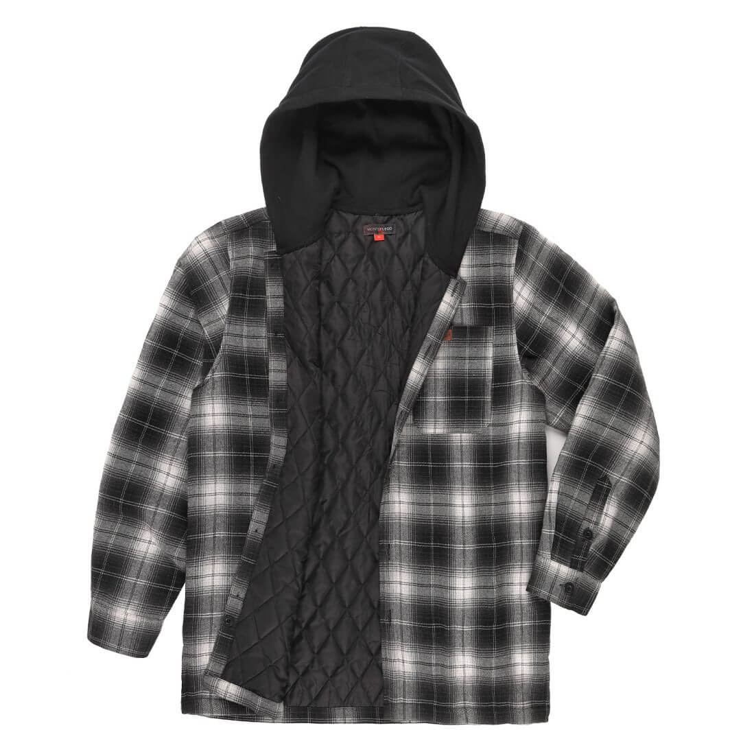 Herren Flanelljacke "Karo" mit Kapuze, Schwarz-Weiß