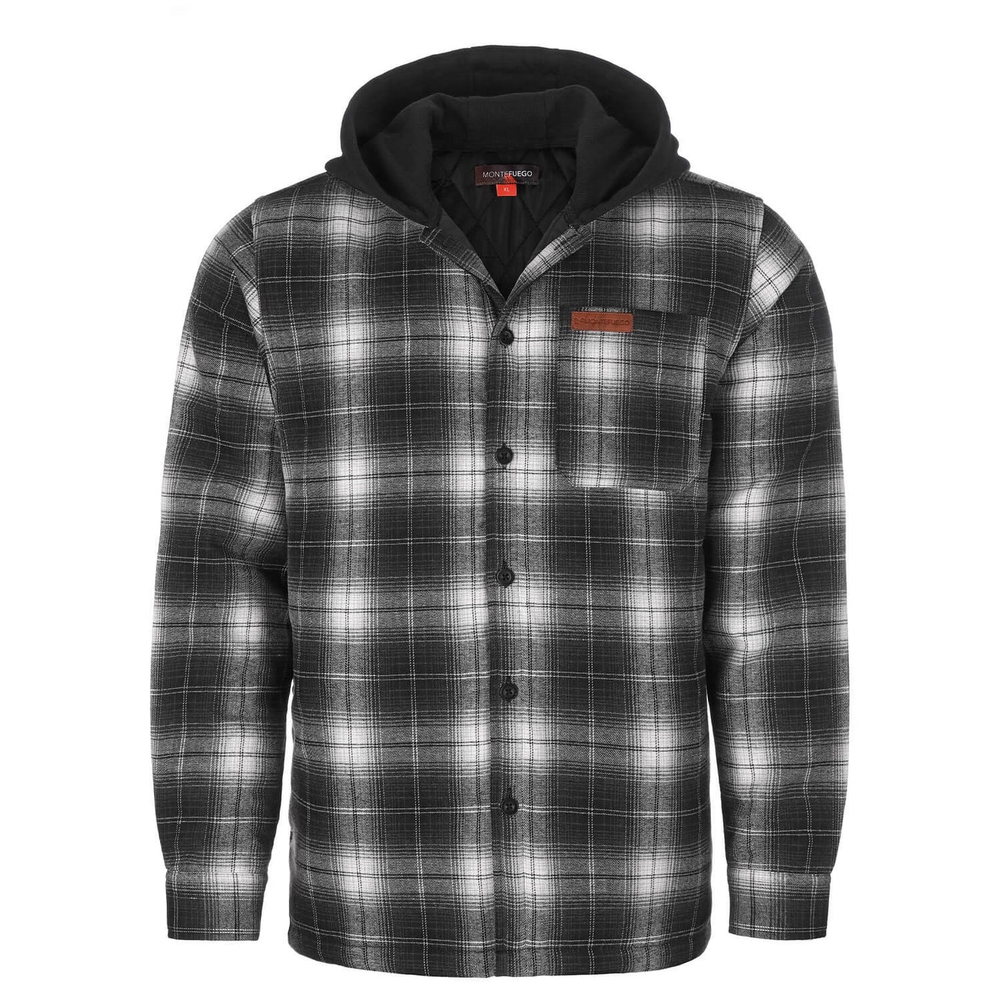 Herren Flanelljacke "Karo" mit Kapuze, Schwarz-Weiß