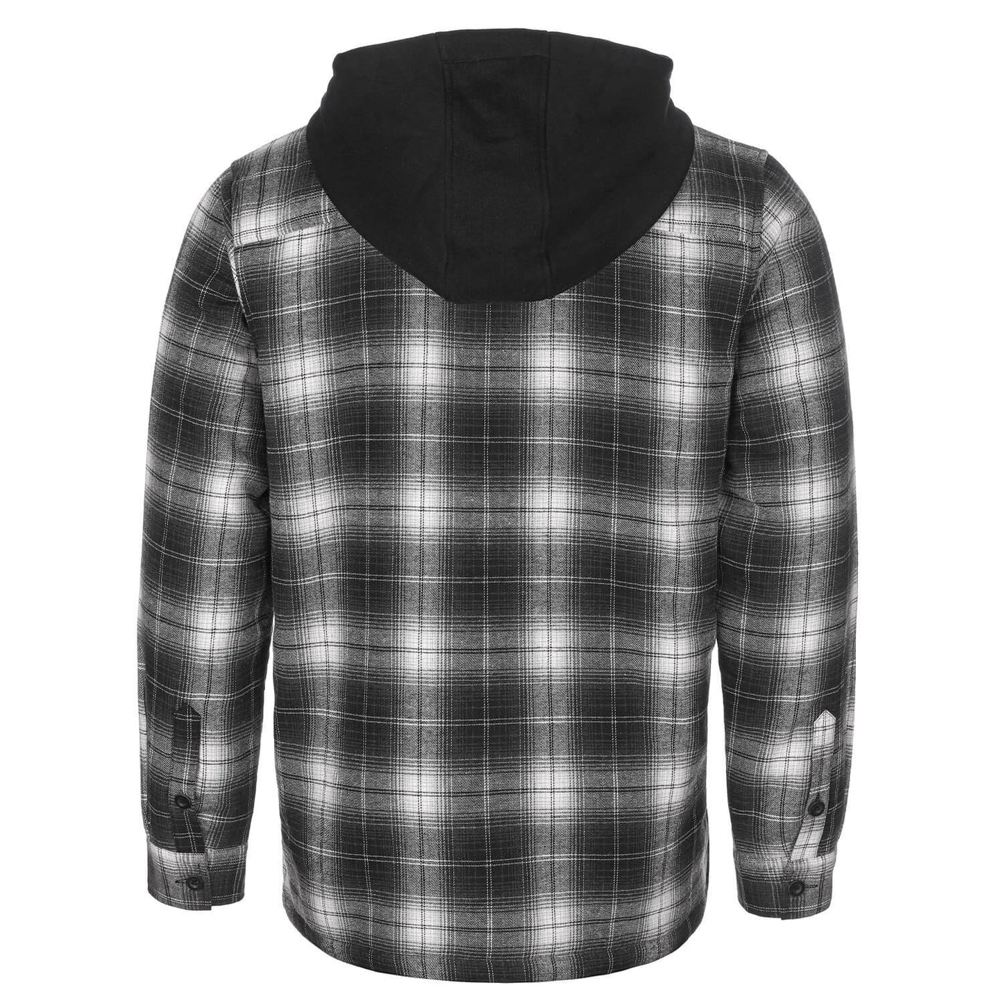 Herren Flanelljacke "Karo" mit Kapuze, Schwarz-Weiß