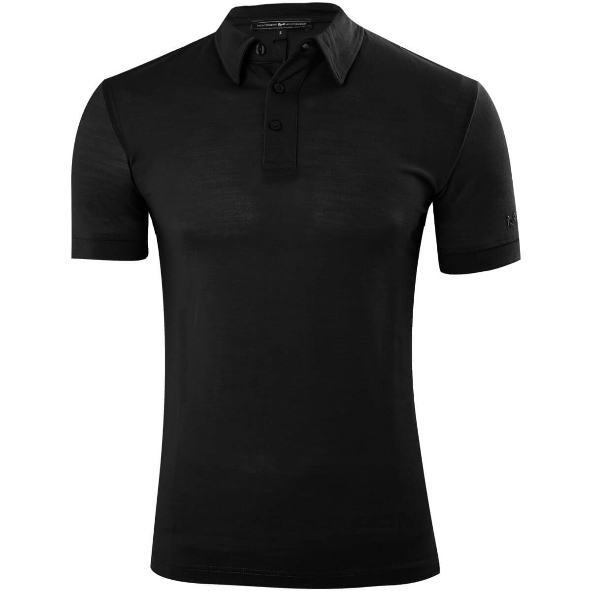 Herren Merino Poloshirt "Falko", Schwarz