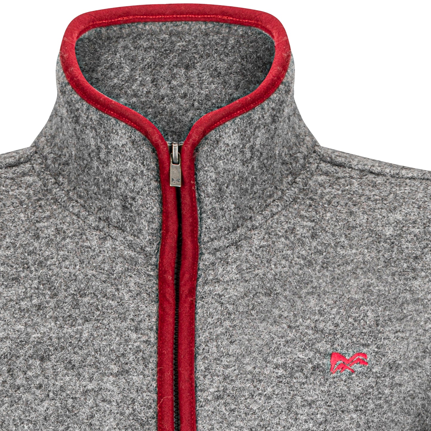 Herren Wolljacke "Paul", Grau-Rot
