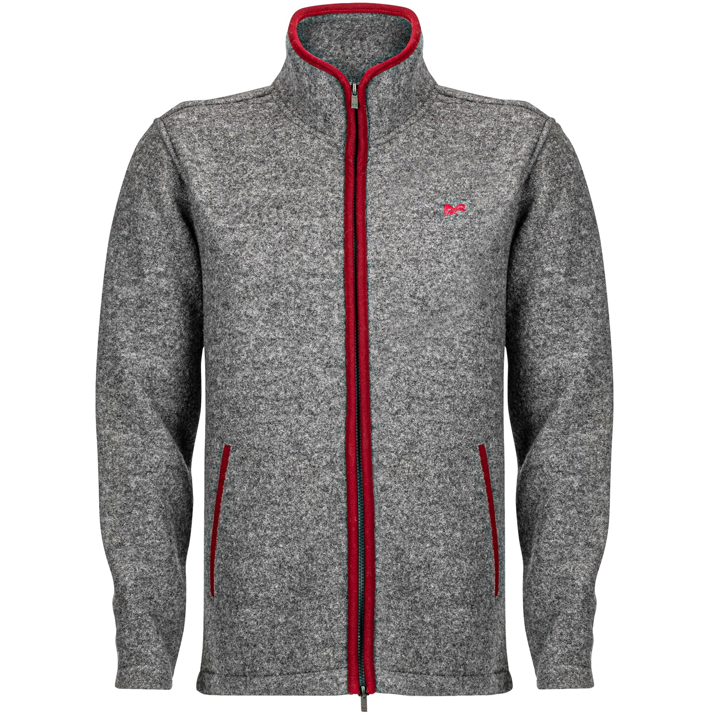 Herren Wolljacke "Paul", Grau-Rot