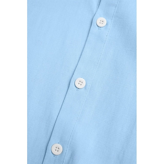 Men's Shirt Linen Shirt Summer Shirt Beach Wear Button Up Shirt Plain Vacation Casual Black White Pink Blue Long Sleeve Collar Spring & Summer Clothing Apparel