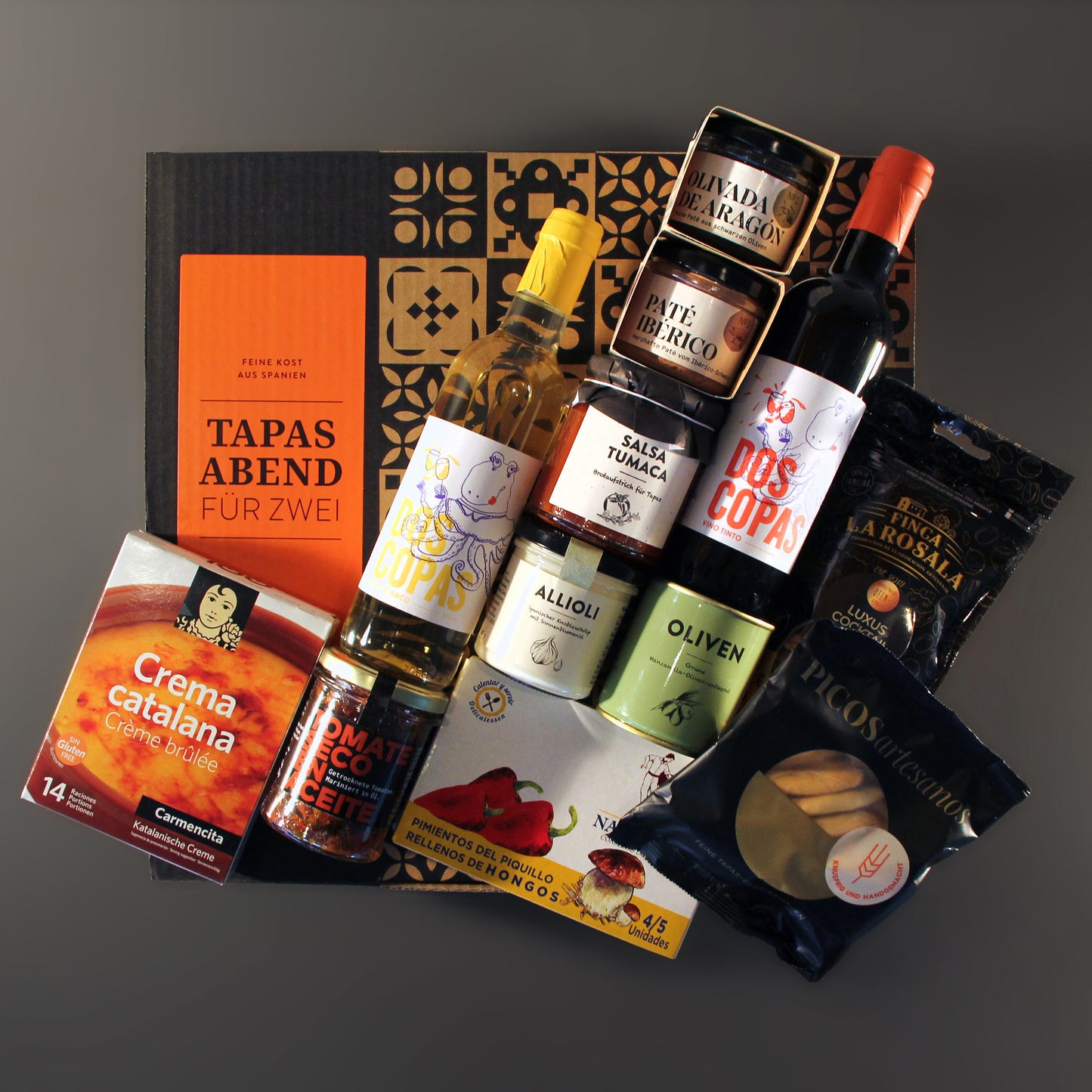 TAPAS-ABEND FÜR ZWEI - Delikatessen-Präsentkorb mit Tapas aus Spanien