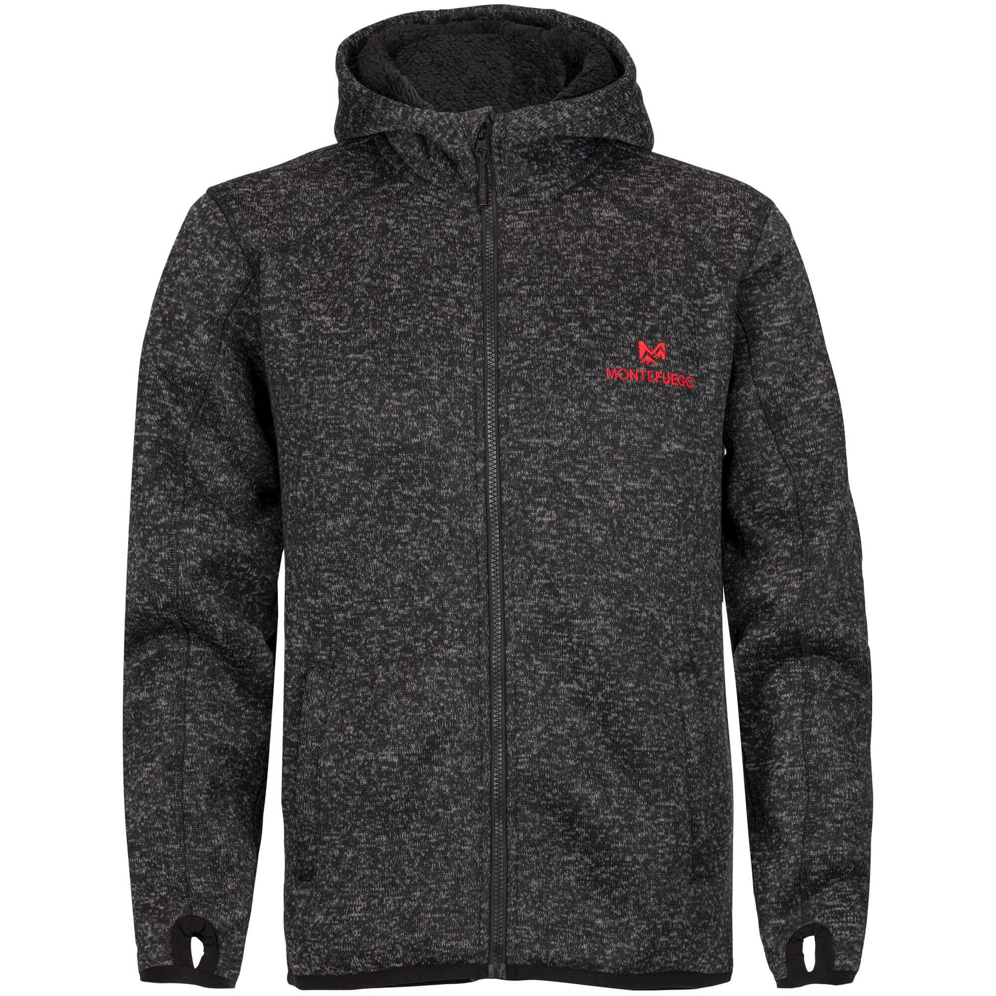 Herren Strickfleece Jacke "Michi" mit Teddy-Futter, Anthrazit