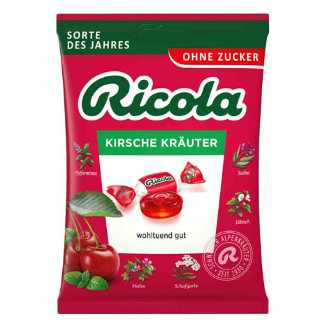 Ricola Bonbon Kirsche Kräuter ohne Zucker 75g