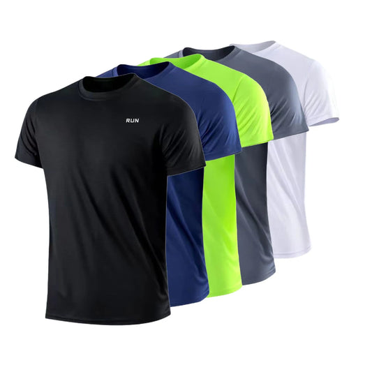 Herren-T-Shirt mit Rundhalsausschnitt, schnelltrocknend, kurzärmelig, für Fitnessstudio