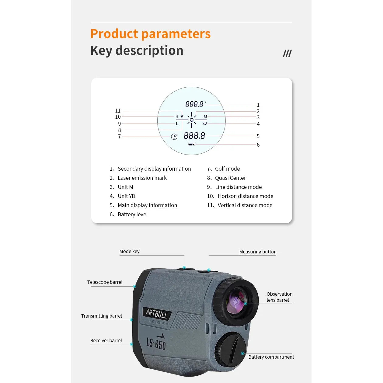 1000m Laser Rangefinder 650m Golf Rangefinder Distance Meter