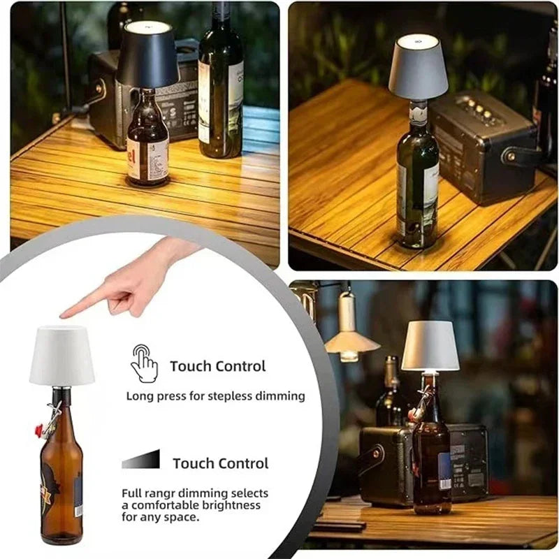 Kabellose Flaschen-Tischlampe, Touch-Steuerung