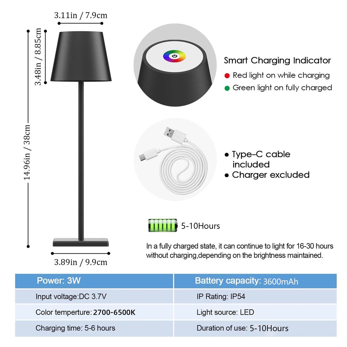 Moderne LED Touch-Tischlampe, dimmbar