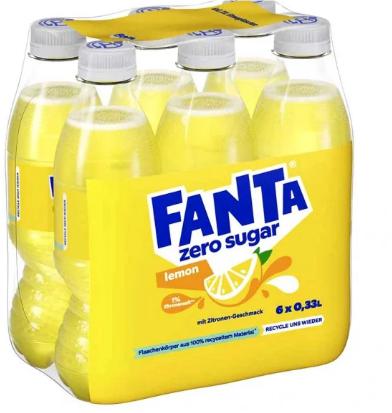6x Fanta Lemon Zero PET 0,33L MHD:31.1.25