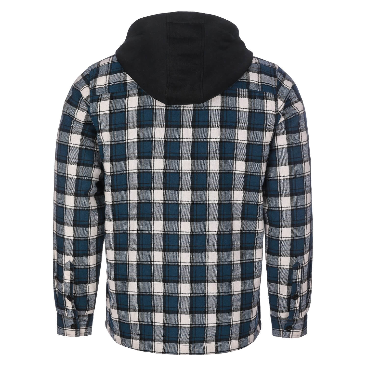 Herren Flanelljacke "Karo" mit Kapuze, Blau-Weiß