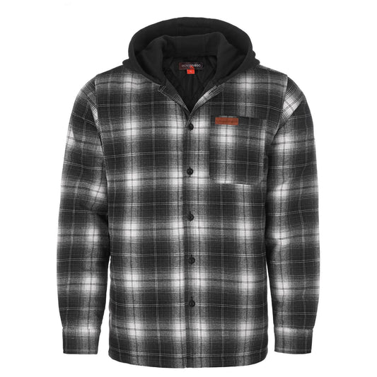 Herren Flanelljacke "Karo" mit Kapuze, Schwarz-Weiß