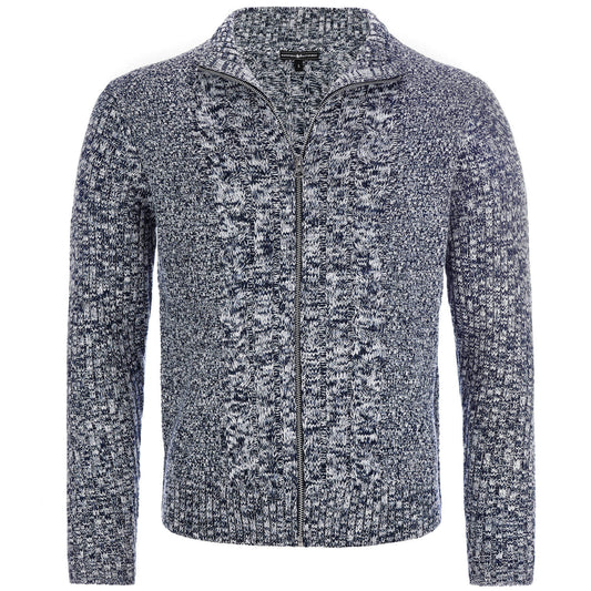 Herren Zopf-Strickjacke "Noel", Navy-Melange