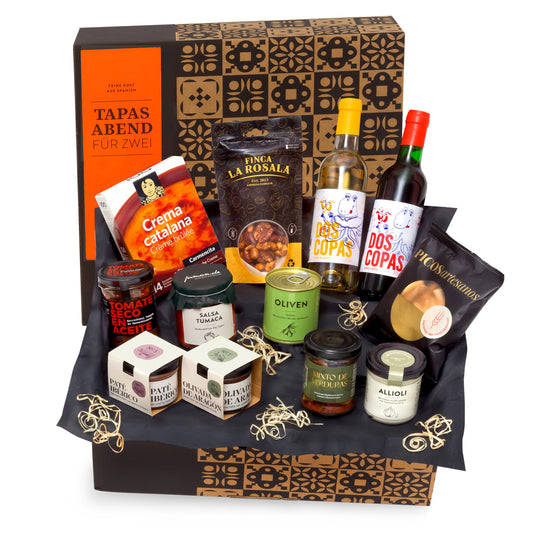 TAPAS-ABEND FÜR ZWEI - Delikatessen-Präsentkorb mit Tapas aus Spanien
